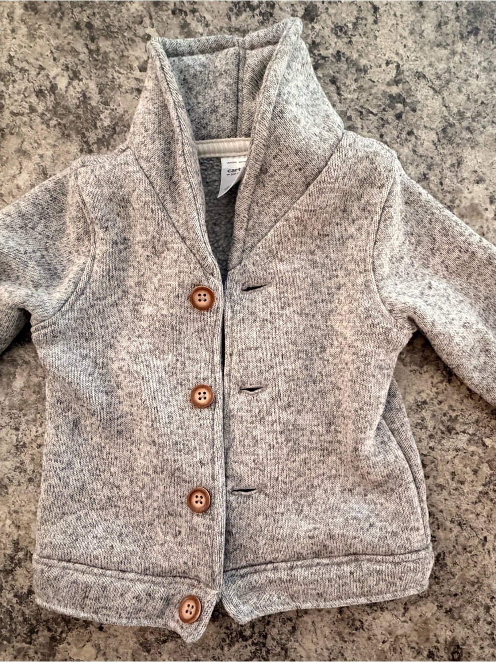 Carters Baby 9M Gray Shawl Collar Knit Jacket Button Front
